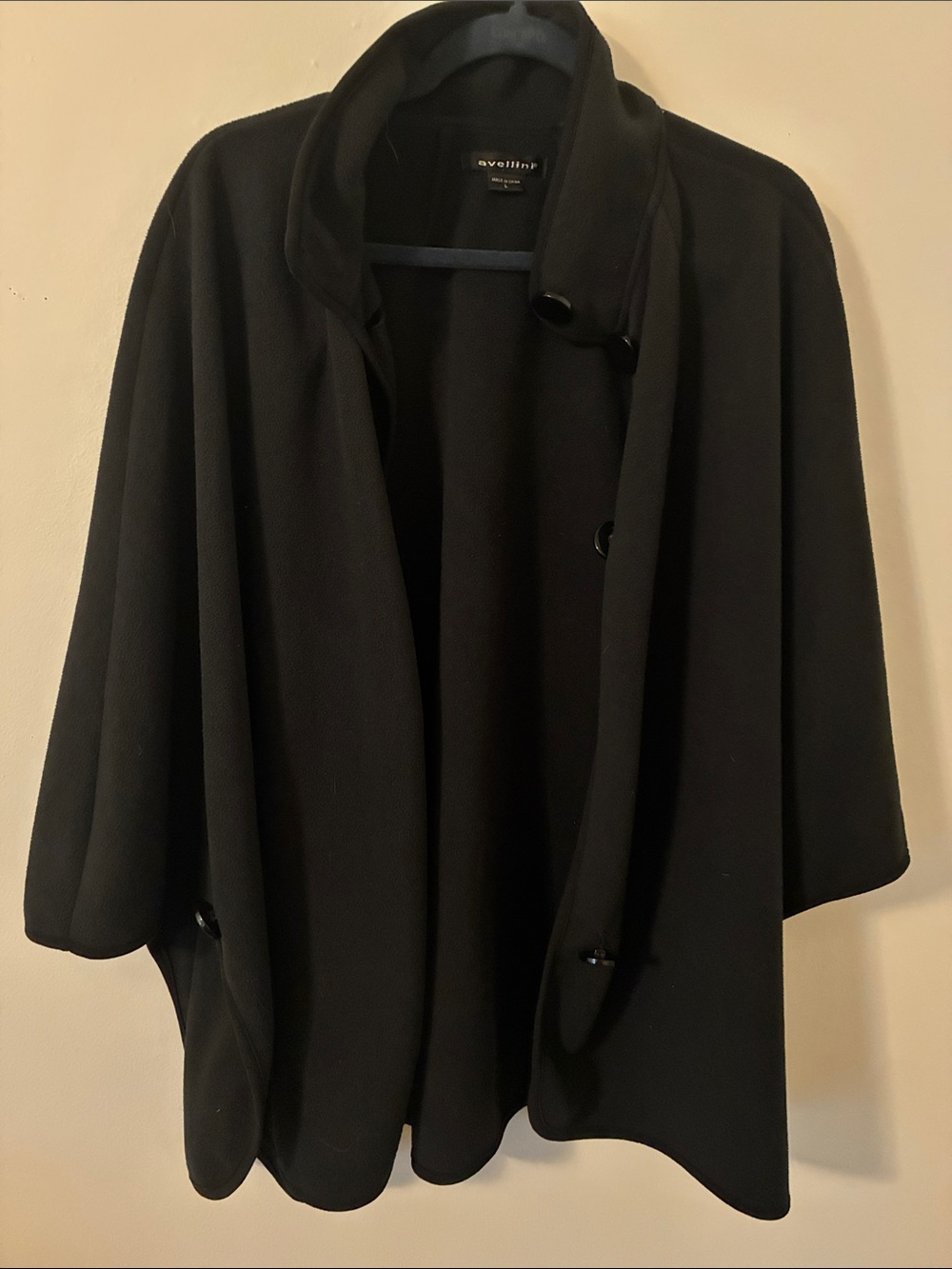 Eveline Black Cape Coat with Stand Collar